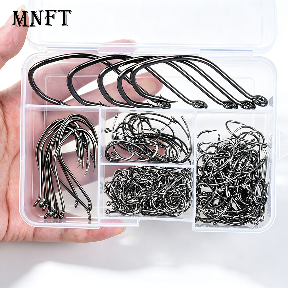 200Pcs Multi‑Sizes Barbed Fish - Fishing Hook Circle 评论和价格